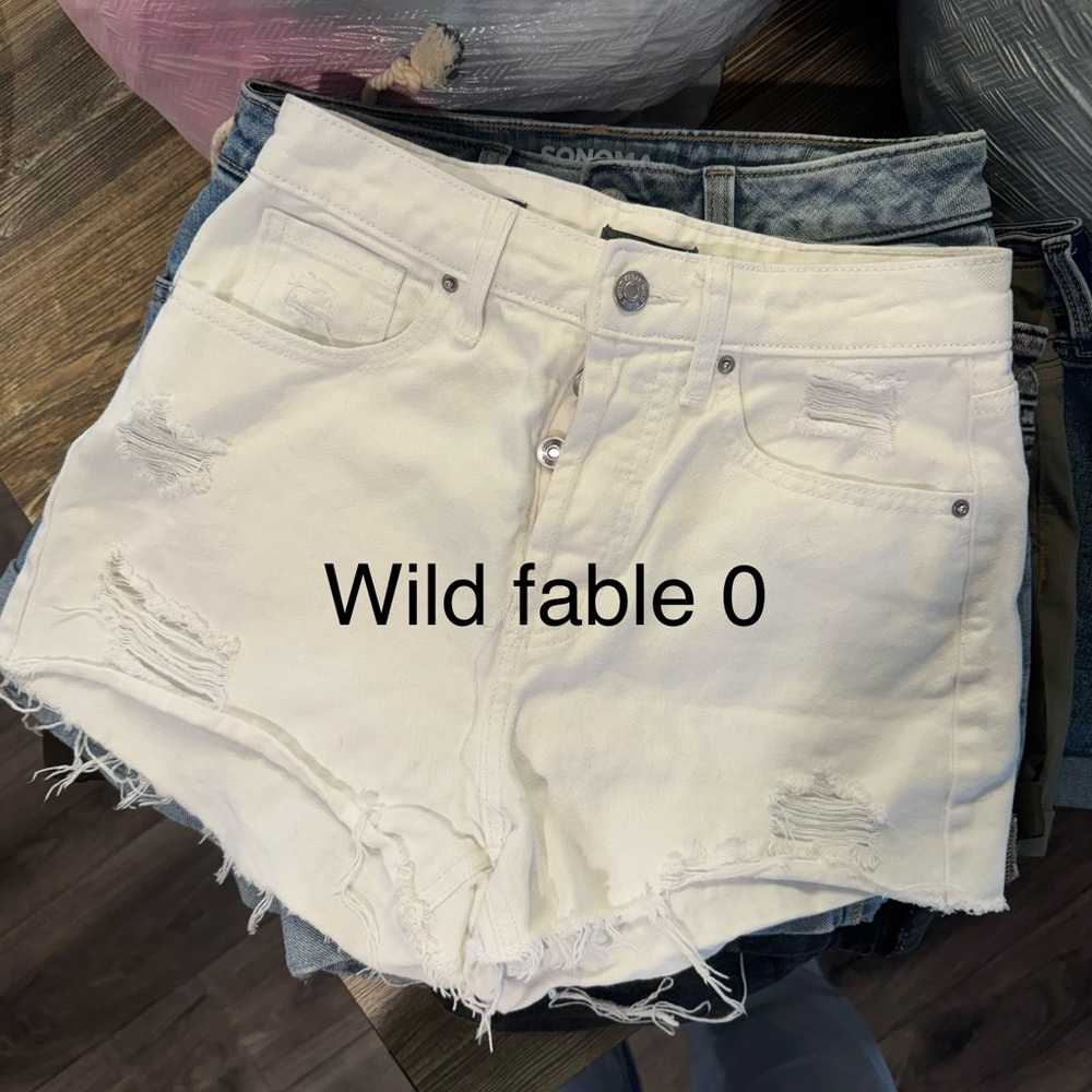 wild fable White Distressed Denim Shorts